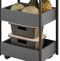 Carrinho Organizador Fruteira 3 Prateleiras Industrial Liss Z34 Grafit