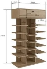 Sapateira Multiuso 1 Gaveta e 15 Prateleiras SP020 Oak - Completa Móve
