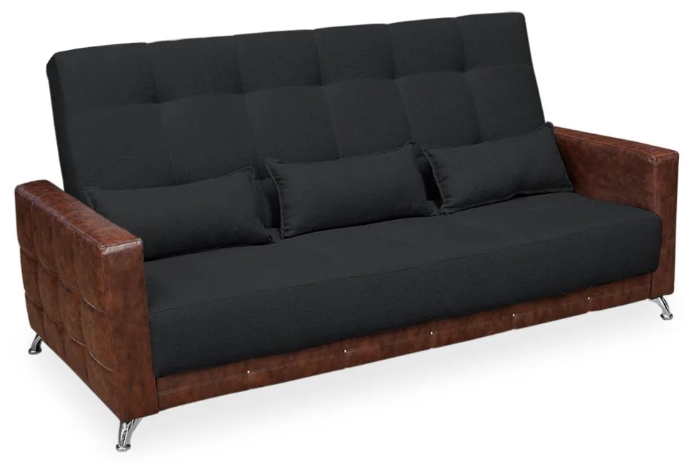 Sofá-Cama 2,00 m  3 Lugares Luxury - Linho Preto Compose Whisky