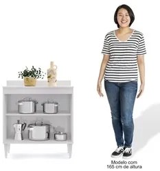 Balcão Gabinete 80cm 2 Portas Hawai Branco/Preto - Lumil Móveis