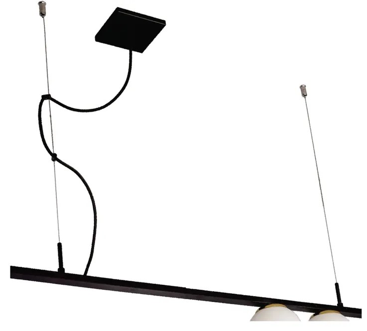 Pendente Dama 150X30Cm 3Xg9 / Cabo Aço Chumbador + Cabo Rayon / Globo... (BT - Branco Texturizado, FOSCO)