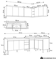 Armário de Cozinha Modulado de Canto 6 Peças CP33 com Pia Inox Castanh