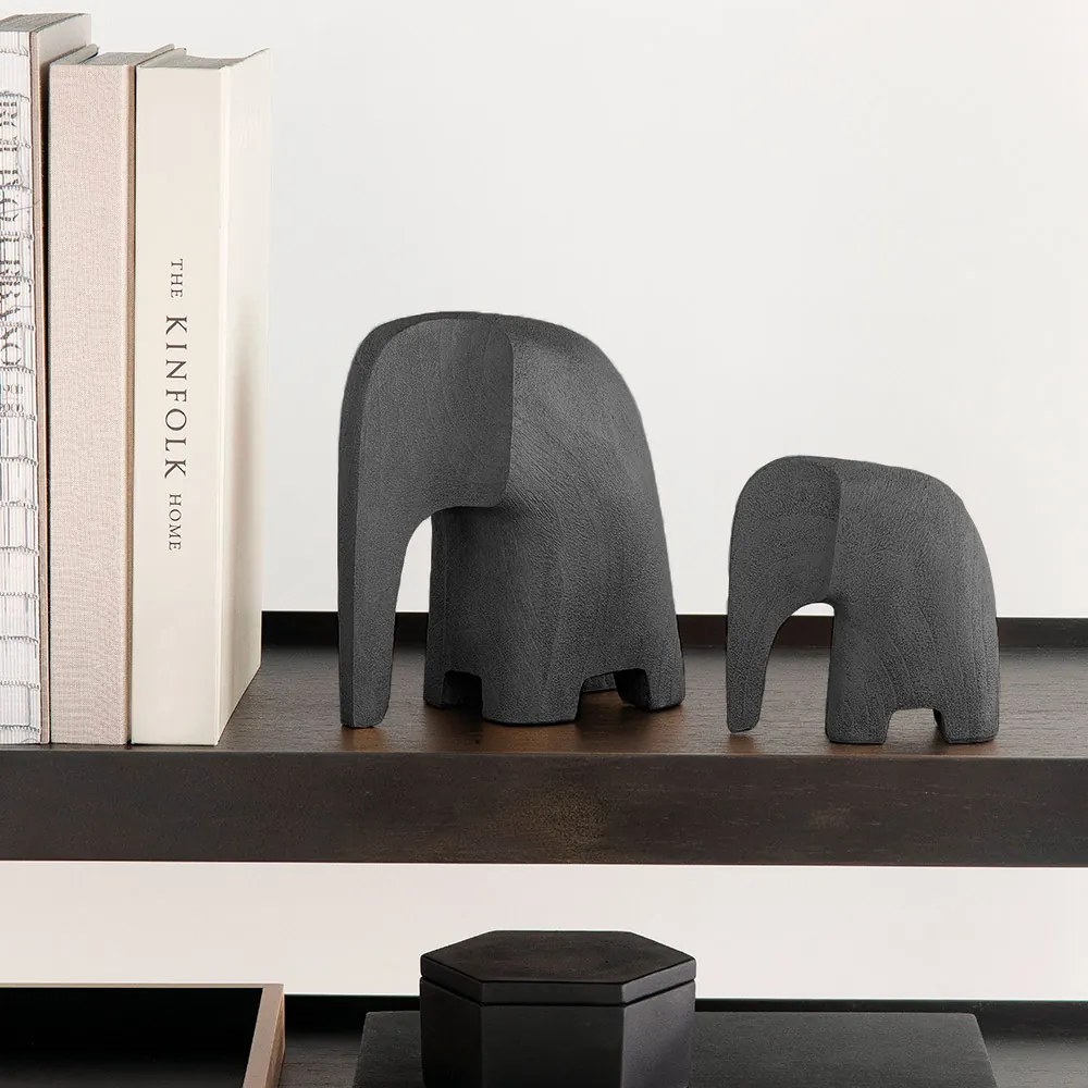 Escultura Decorativa "Elefante" Em Poliresina Preto 18,5x8,5 Cm - D'Rossi