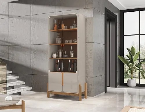 Cristaleira Lizz Off White/Cedro - Casa D Móveis