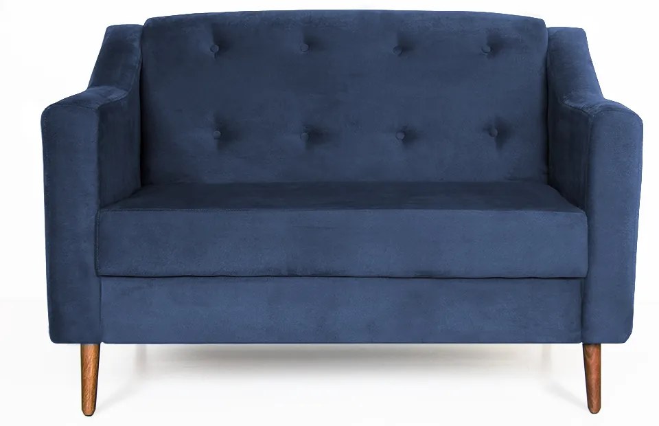 Namoradeira Bruna 1,20 m 2 Lugares Pés Palito Suede Azul Marinho