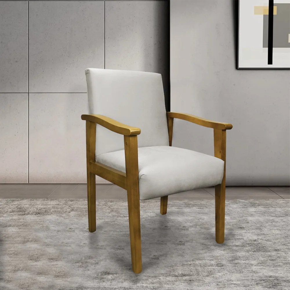 Poltrona Eloisa Veludo Base de Madeira Castanho - Cinza