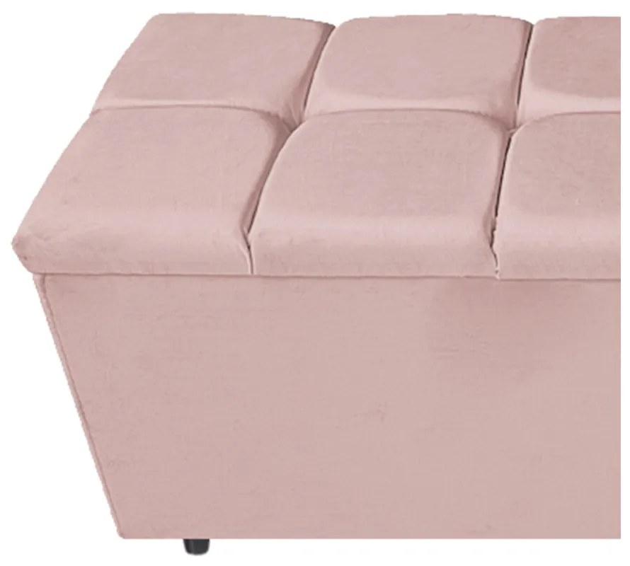 Calçadeira Estofada Manchester 140 cm Casal Suede Rosê - ADJ Decor