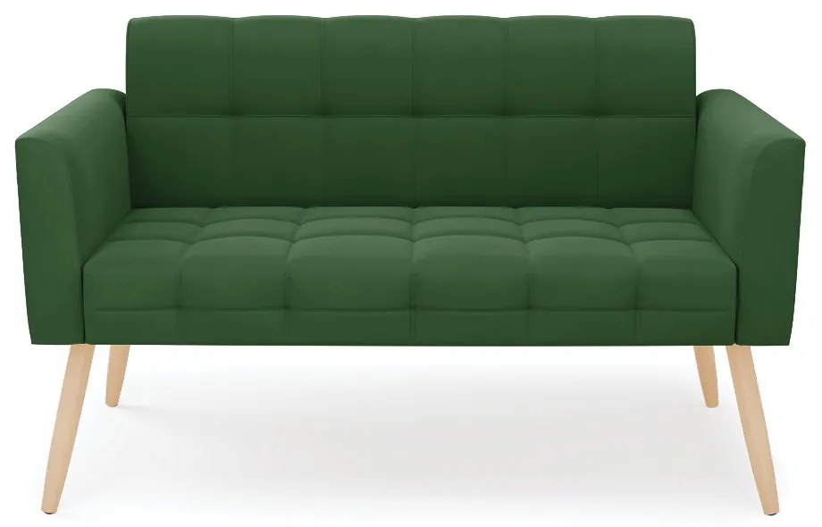 Sofá Namoradeira Elisa Suede Pés Palito Natural - D'Rossi - Verde