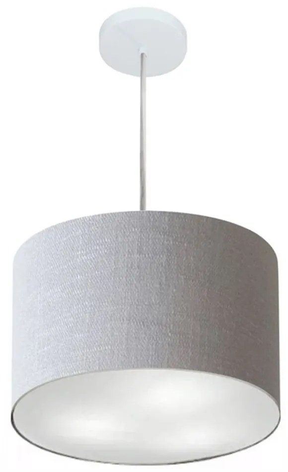 Lustre Pendente Cilíndrico Md-4211 Cúpula em Tecido 35x25cm Rustico Cinza - Bivolt