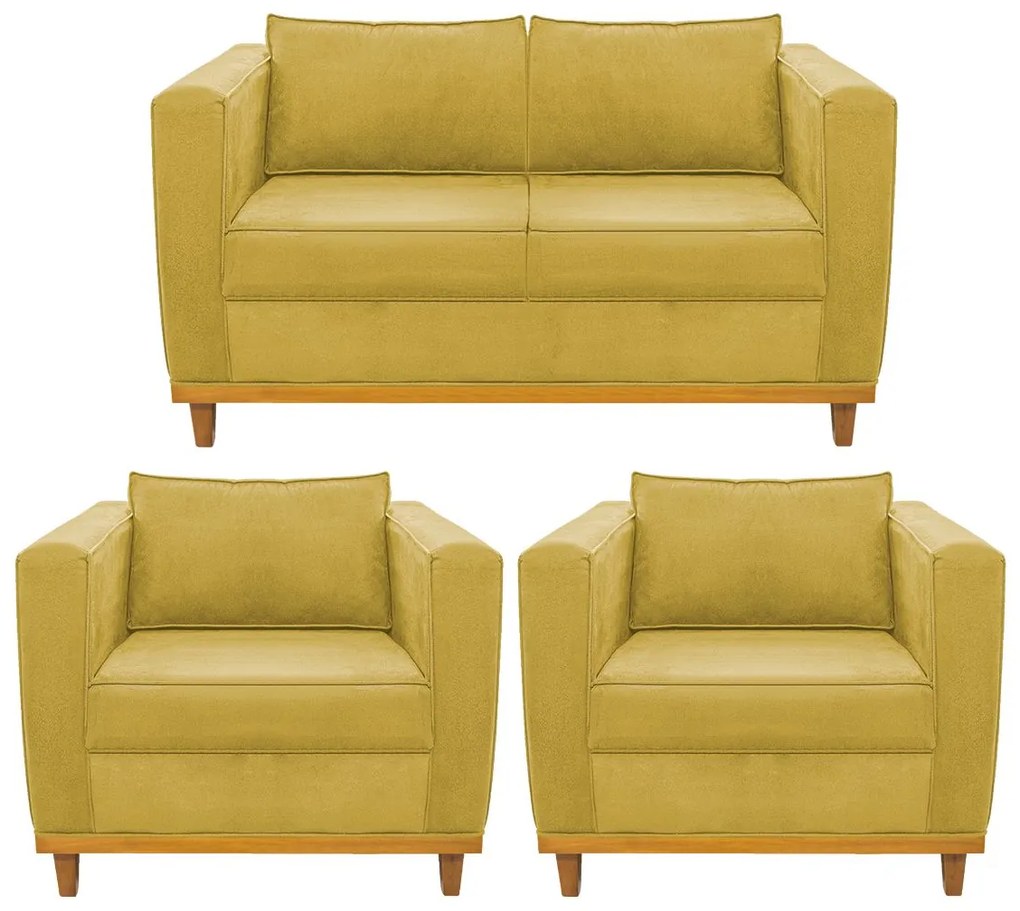 Kit Sofá 2 Lugares e 2 Poltronas Europa Suede ADJ Decor