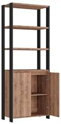 Estante Livreiro 2 Portas Estilo Industrial Chess F04 Preto/Solanum -