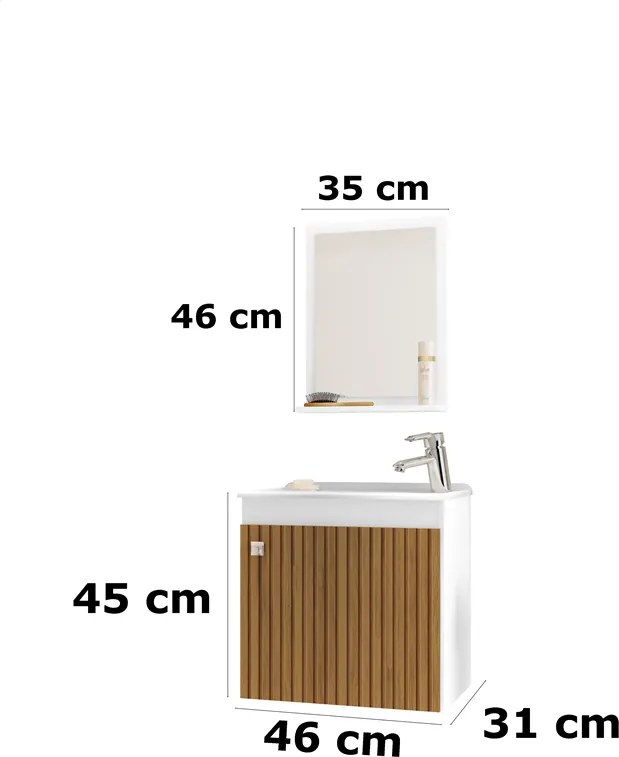 Conjunto Para Banheiro Siena Branco Ripado – Bechara Móveis