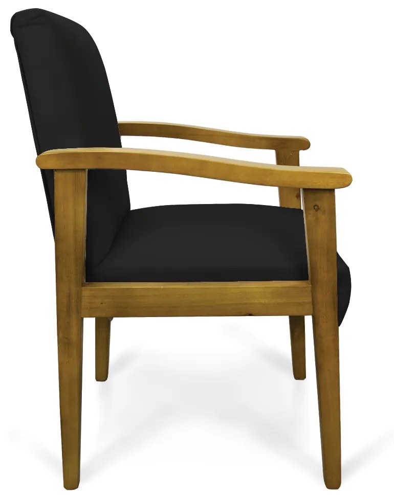 Poltrona Eloisa Veludo Base de Madeira Castanho - Preto