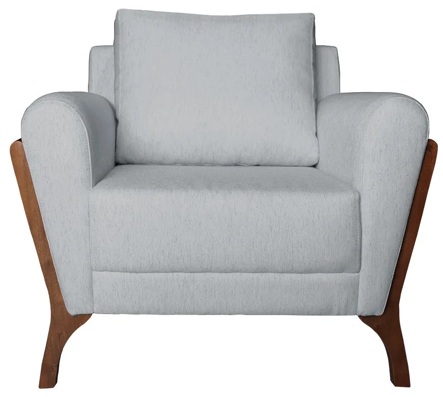 Poltrona Decorativa Sabrina Linho Cinza