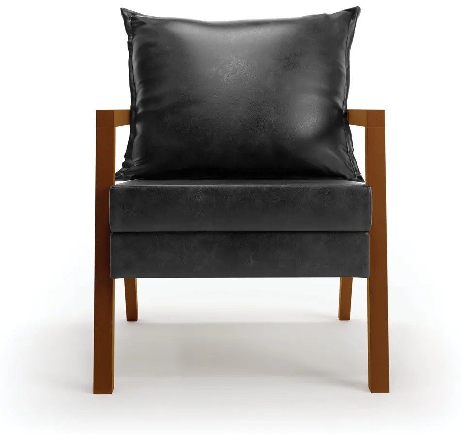 Poltrona Alice Corano Base de Madeira D03 - D'Rossi - Preto