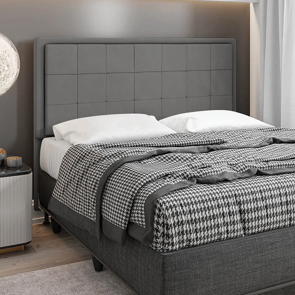 Cabeceira Casal Cama Box 140cm  para Quarto Onix Suede M11 - D'Rossi - Grafite