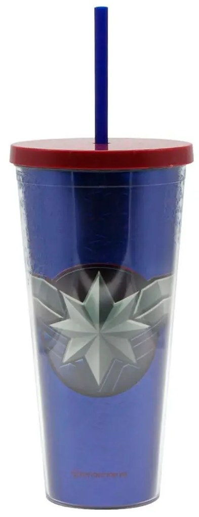 Copo Canudo Capitã Marvel 650 ml
