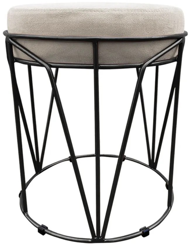 Puff Multiuso com Mesa Babu 2 em 1 Suede Base Preto D'Rossi - Bege