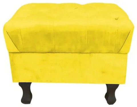 Puff Decorativo Retrô Luis Xv Capitonê Suede Amarelo - Sheep Estofados - Amarelo