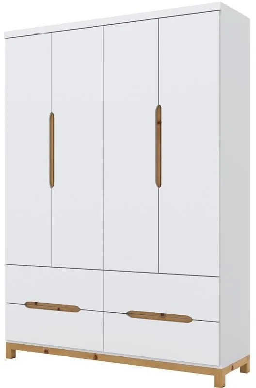 Roupeiro Guarda Roupa Infantil 4 Portas 4 Gavetas Branco MDF