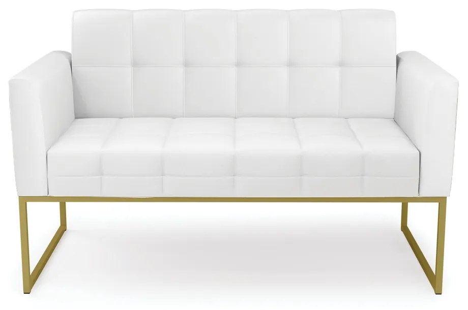 Sofá Namoradeira Elisa Corino Base Metálica Industrial Dourado - D'Rossi - Branco