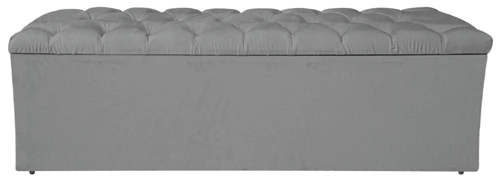 Calçadeira Estofada Liverpool 160 cm Queen Size Suede Cinza - ADJ Decor