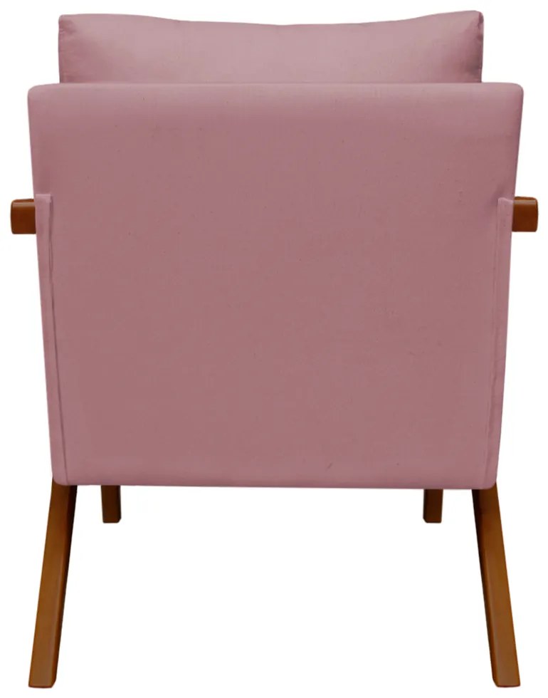 Poltrona Decorativa Amber Base De Madeira Veludo Rose