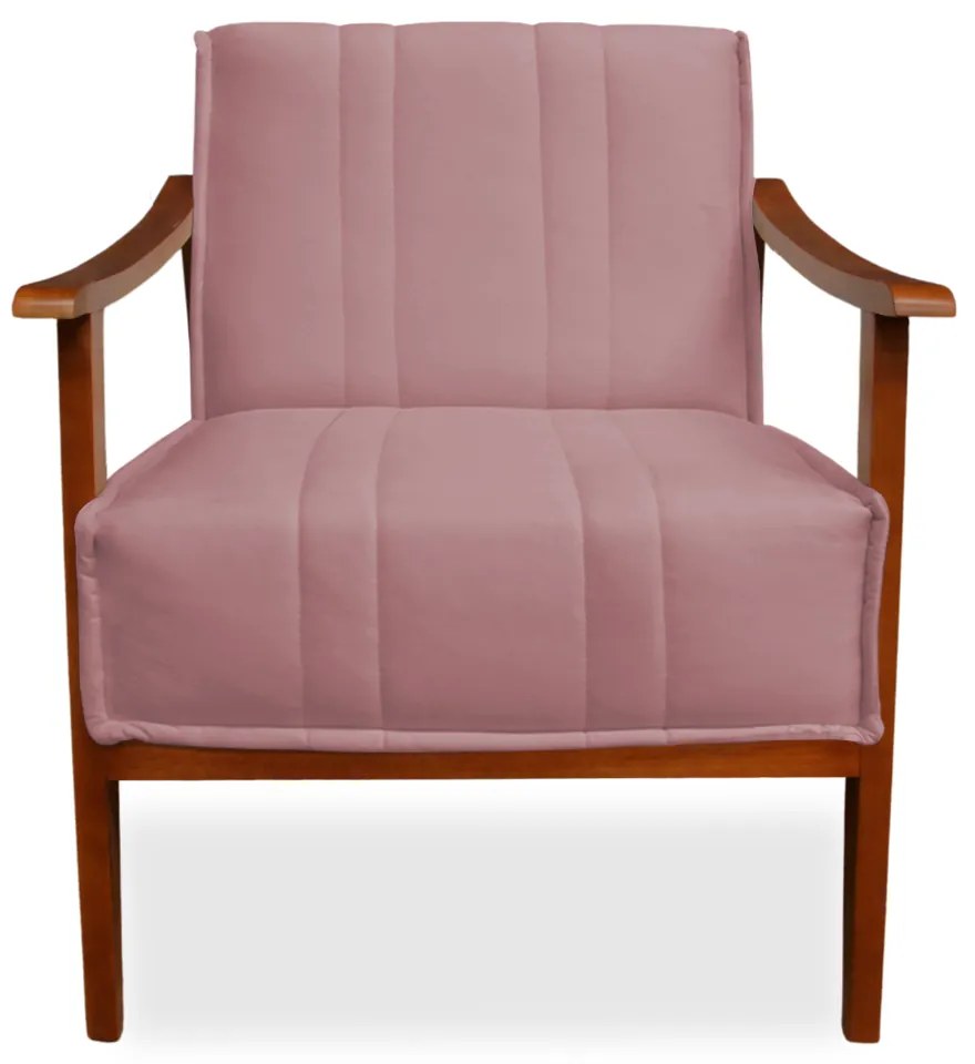 Poltrona Decorativa Vincenzza Veludo Rose