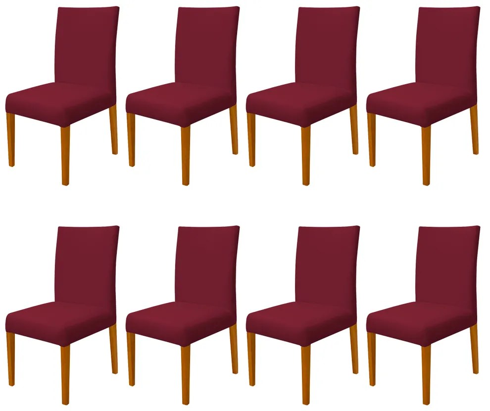 Kit 8 Cadeiras de Jantar Milan Veludo Bordô