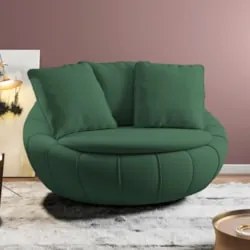 Poltrona Decorativa Redonda Giratória com Almofadas Saphire Z32 Veludo