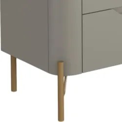 Mesa Cabeceira Quarto 68cm 3 Gavetas Blen Grigio/Dourado I06 - Mpozena