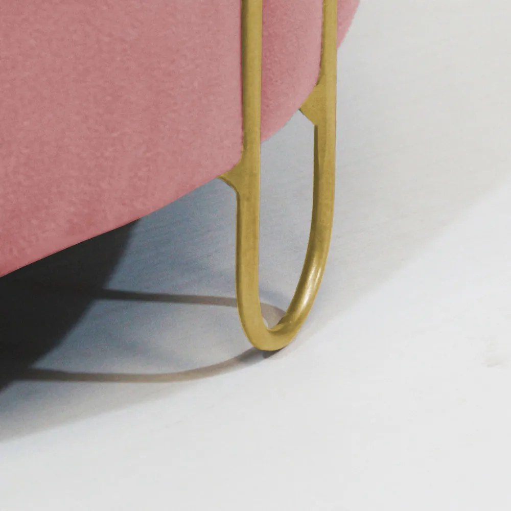 Puff Decorativo Redondo Duda Aramado Dourado Suede Rosê
