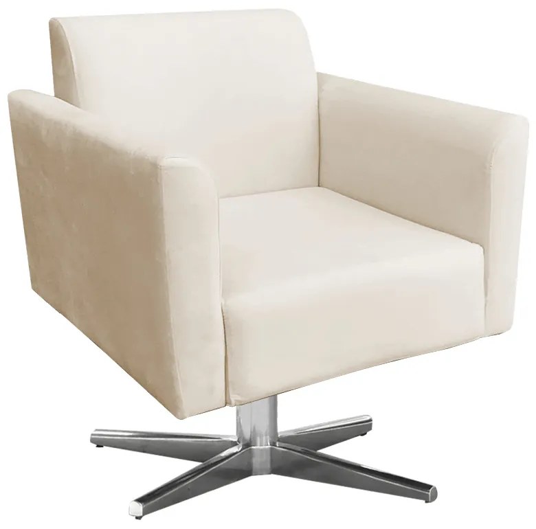Kit 02 Poltronas Giratória Marisa Suede Base Cromada - Bege