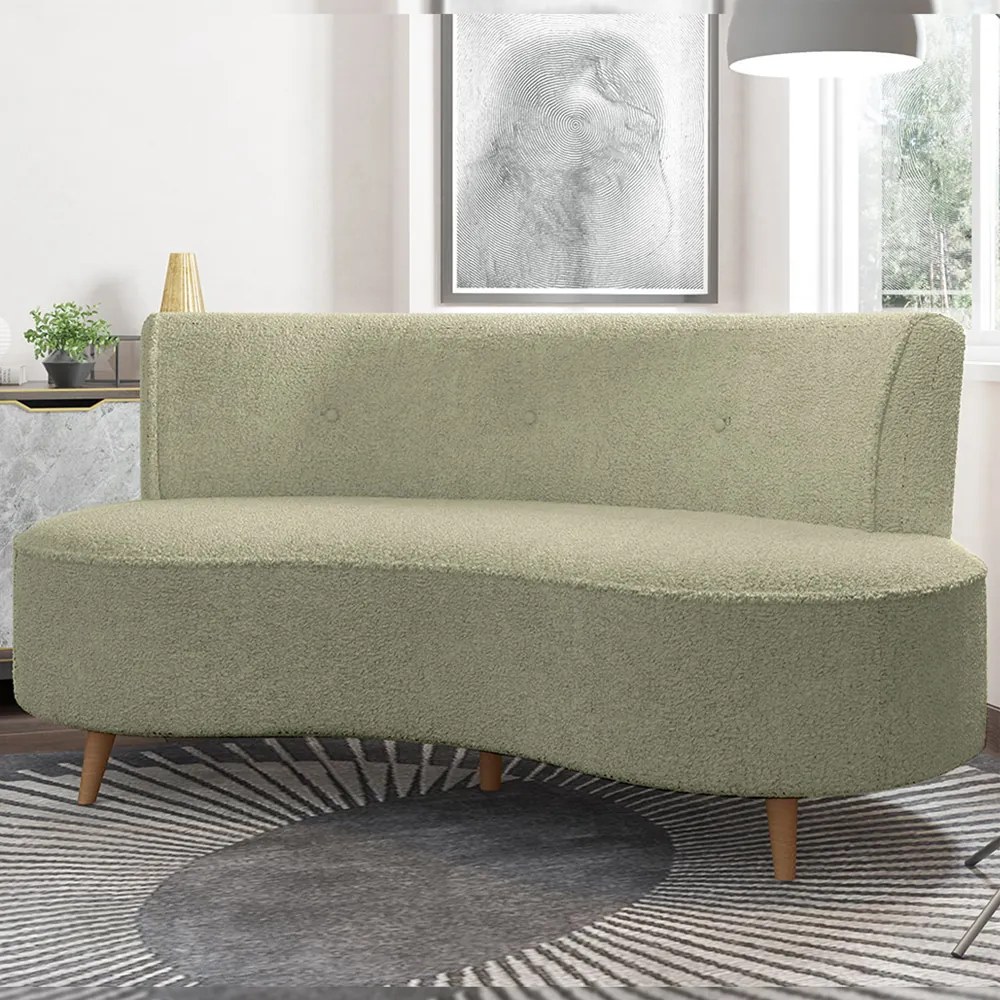 Sofá Living 2 Lugares 135cm Aang Pés Palito Bouclê Verde Oliva G33 - Gran Belo