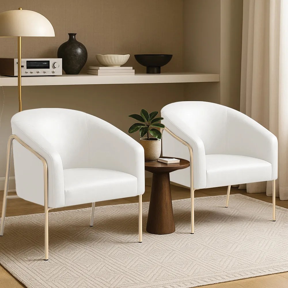 Poltrona Sala Industrial Alta Champanhe Kit 2 Stella Sintético PU D03 - D'Rossi - Branco