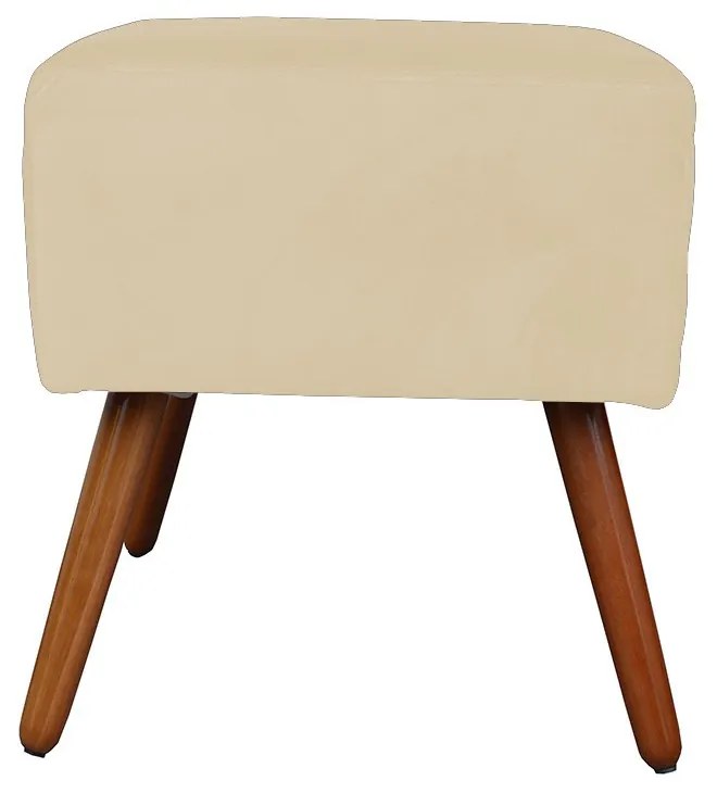 Puff Decorativo Quadrado Malu com Pés Palito Suede Bege