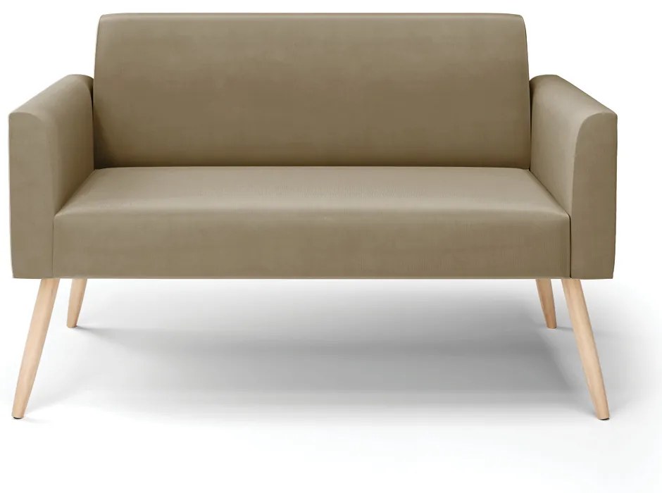 Sofá Namoradeira Pés Palito Natural Marisa Suede Marrom Rato D03 - D'Rossi