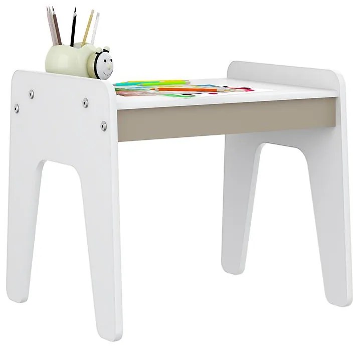 Mesa Infantil Mimo Com Antialérgico Com Tampo - Branco/fume