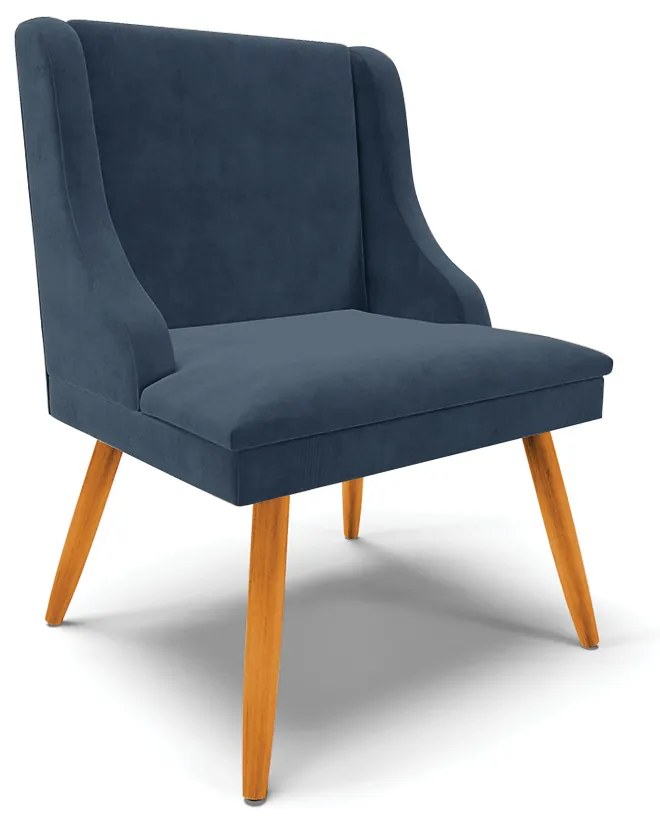 Cadeira de Jantar Liz Suede Pés Palito Castanho D03 - D'Rossi - Azul Marinho