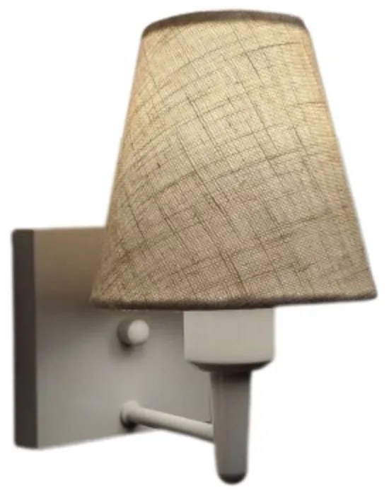 Arandela Quadrada Md-2034 Branco Cúpula em Tecido Cone Rustico Bege - Bivolt