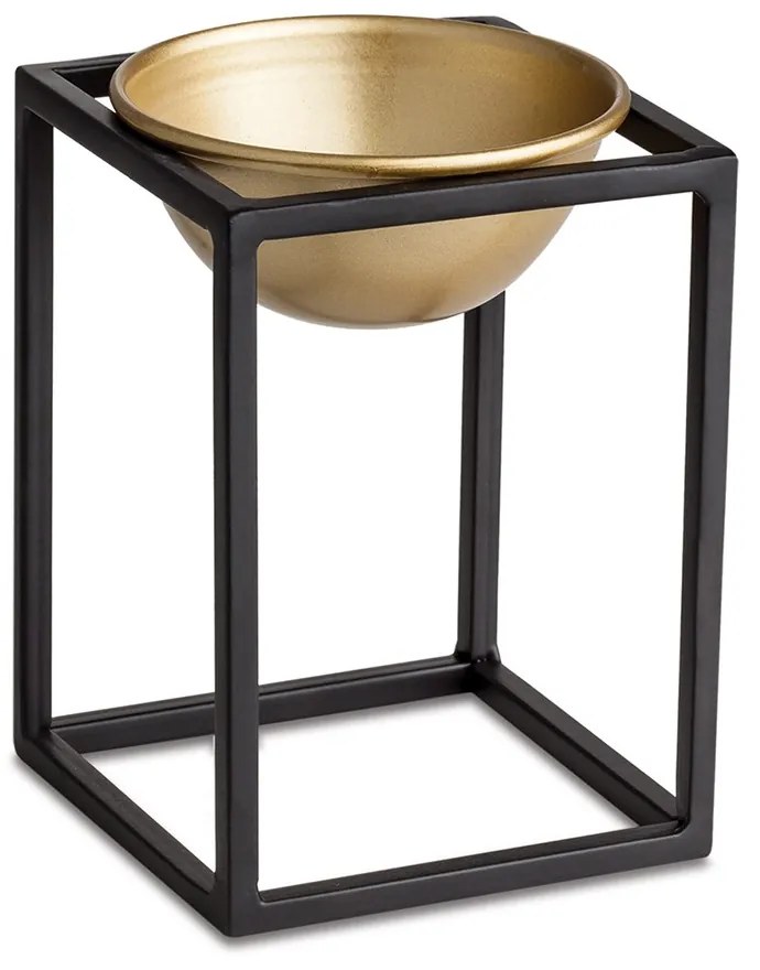 Kit 03 Cachepot Dourado com Suporte Metálico Preto - D'Rossi