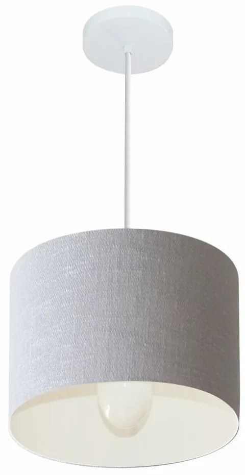Lustre Pendente Cilíndrico Md-4113 Cúpula em Tecido 30x25cm Rustico Cinza - Bivolt