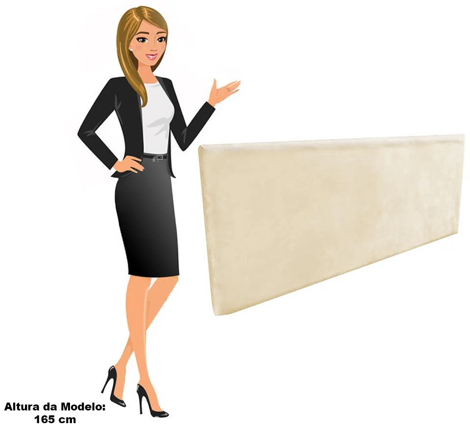Cabeceira Casal Queen Cama Box 160cm Painel Clean Suede M11 - D'Rossi - Bege