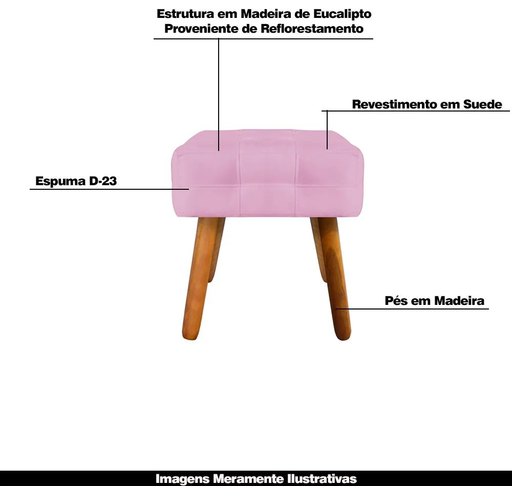 Kit 2 Puffs Decorativos Pés Palito Karen Suede Rosa G19 - Gran Belo