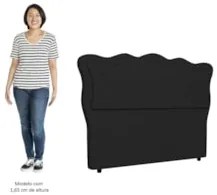 Cabeceira Casal Queen Cama Box 160cm Oregon Z04 Linho Preto - Mpozenat