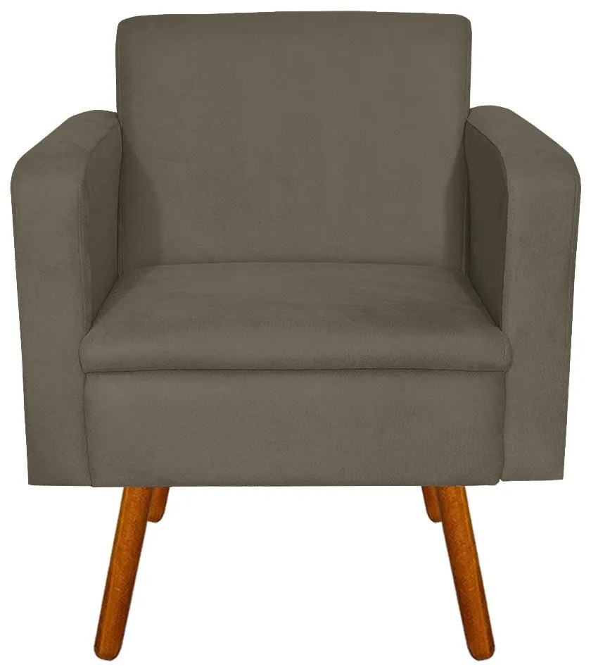Poltrona Emilia Suede Marrom Rato Pes Palito - D'Rossi