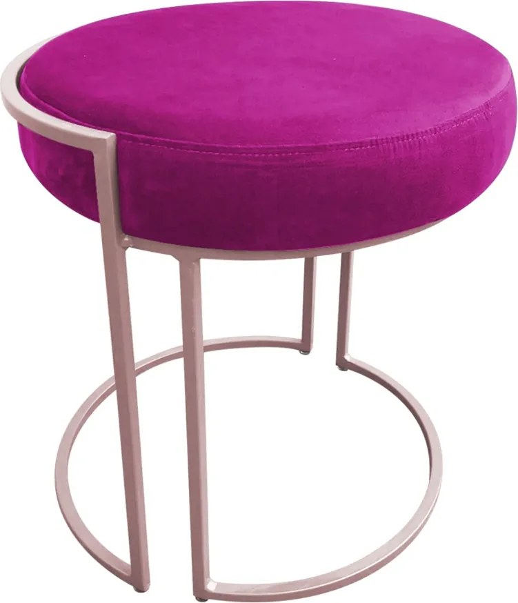 Puff Redondo Base Industrial Rosê Kit 2 Love Suede - Pink