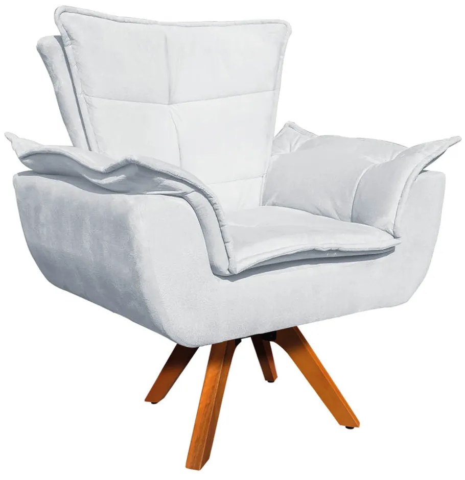 Sofá Namoradeira e 2 Poltronas Giratória MM30 Opala Suede D03 - D'Rossi - Cinza