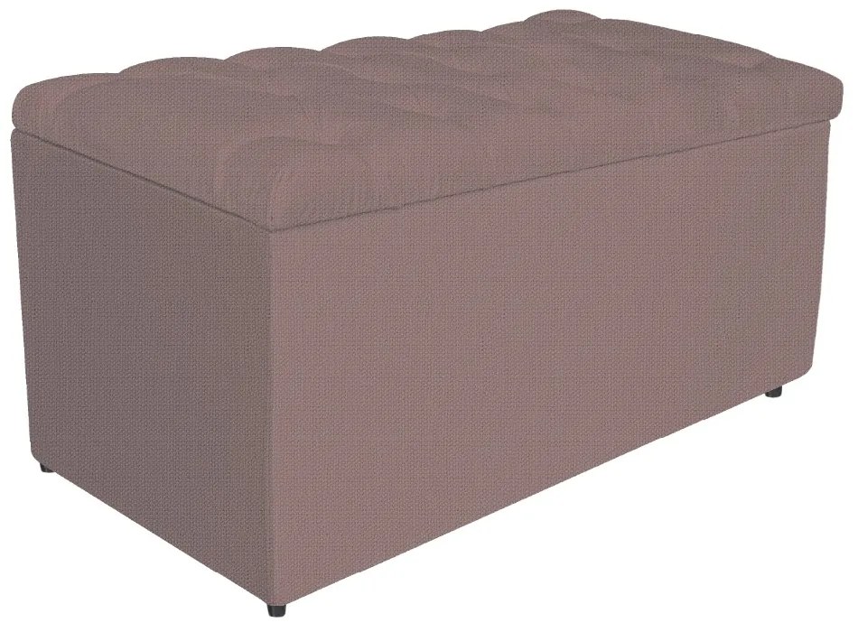 Calçadeira Estofada Liverpool 90 cm Solteiro Linho Rosê - ADJ Decor