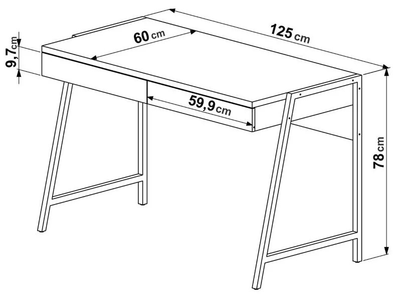 Mesa Escrivaninha Home Pinus 125cm 2 Gavetas Carvalho Preto
